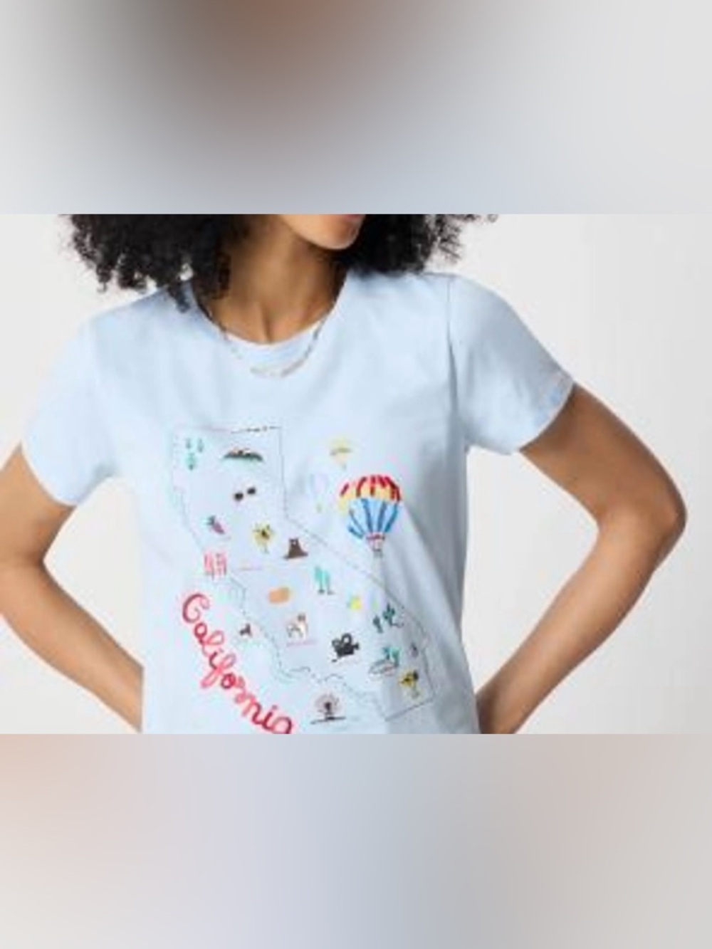 J. Crew Light Blue California Map Graphic Collector Tee S